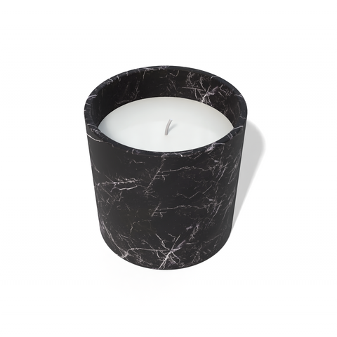 Marble scented cup with a candle inside